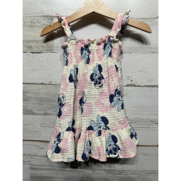 Disney Baby Other - Disney Baby Minnie Mouse Dress Baby Girl 3-6M Pink Gauze Smocked Ruffle EUC